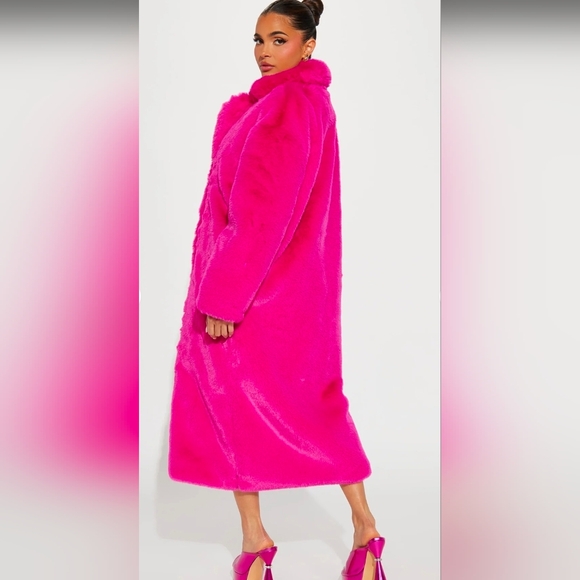 Vibrant Pink Faux Fur Coat Sz 2xl - Picture 3 of 4